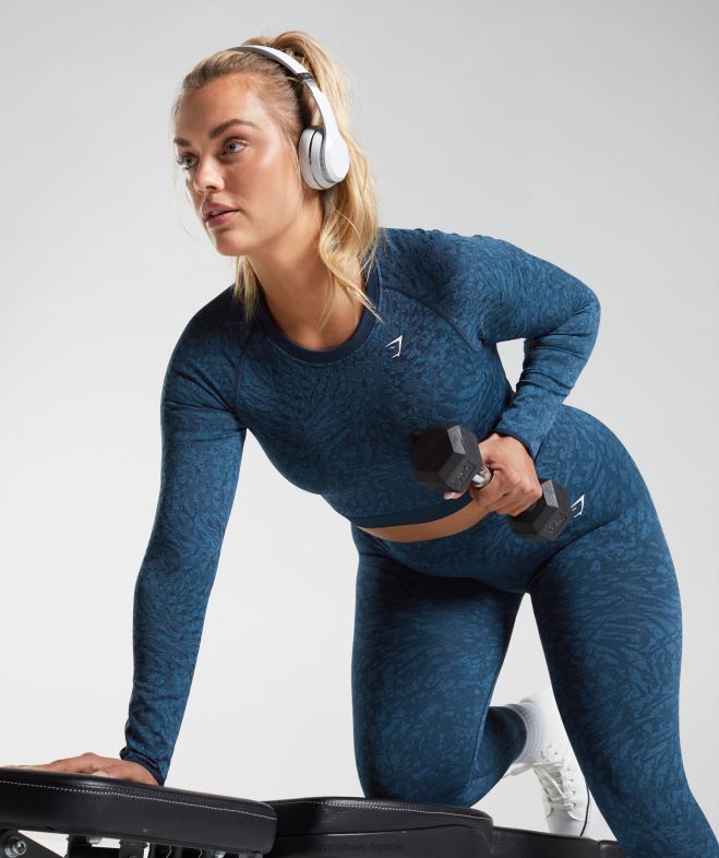 Gymshark adapter animal - haut sans couture à lacets dans le dos sauvage | marine femmes 6HF28459